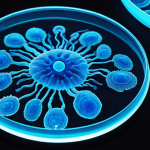 **

Prompt: Bioluminescent bacteria painting, abstract, glowing, petri dish canvas, science meets art, ethereal, close-up detail.

**